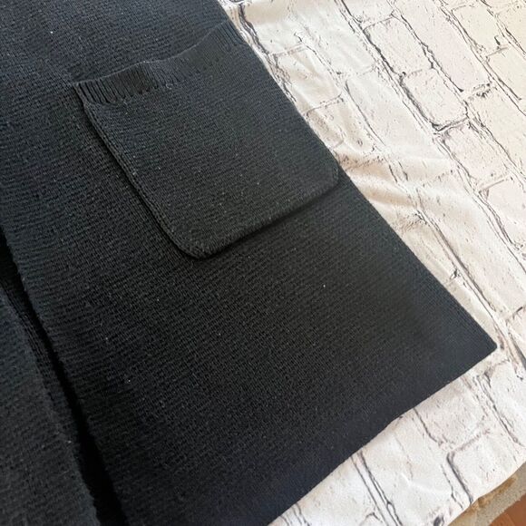 J. Crew Long Knit Vest-Jacket Wool Blend Black Cardigan Preppy Classic S Pockets - Picture 5 of 7